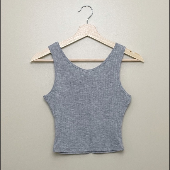 Grey Ribbed Button Down Mini Tank Top by H&M Size XS - Picture 2 of 3